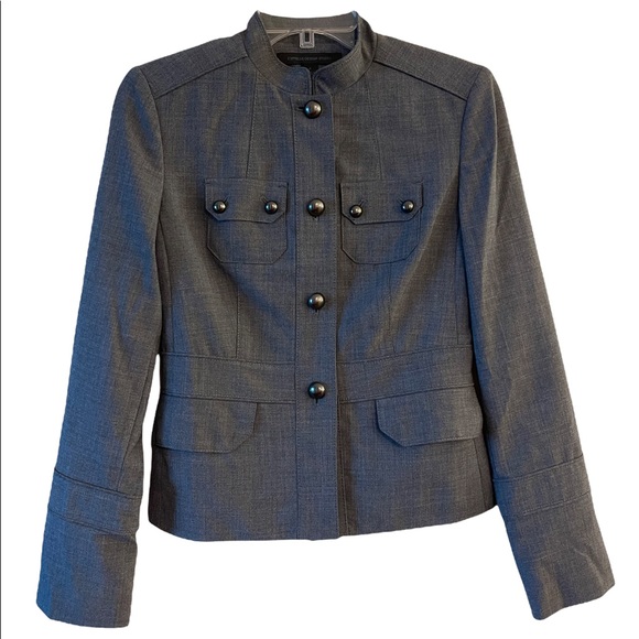 Express Design Studio Women's Heather Gray Military Suit Jacket 2 - Picture 1 of 10